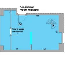 Local commercial de 29,45 m2 Carrez avec souplex et cour à Paris 75017 