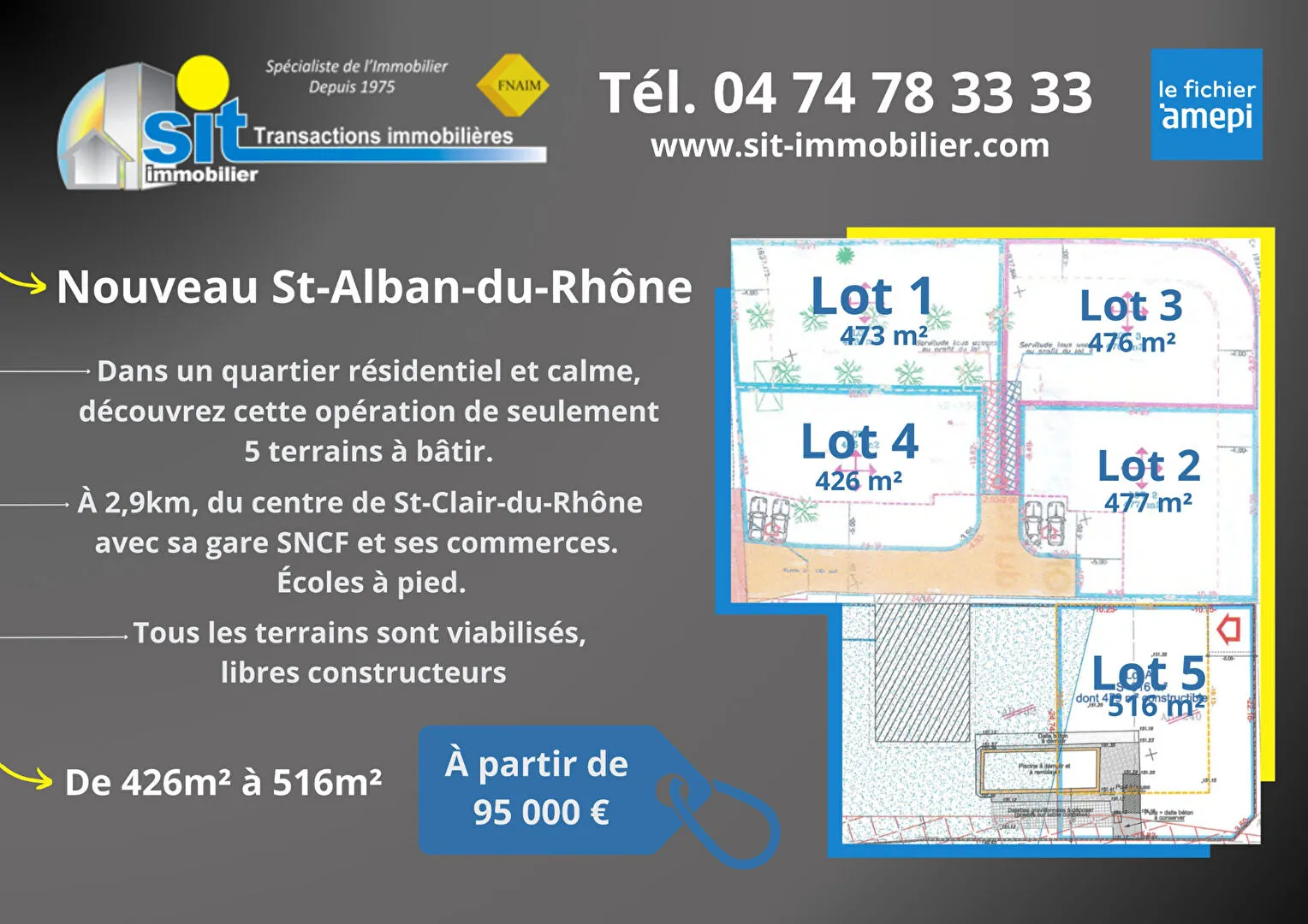 Terrain à vendre à Saint-Alban-Du-Rhône de 426m2 