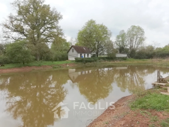 Étang de 2500m2 avec Maisonnette, puits, garage. Vivez en autarcie, isolé !