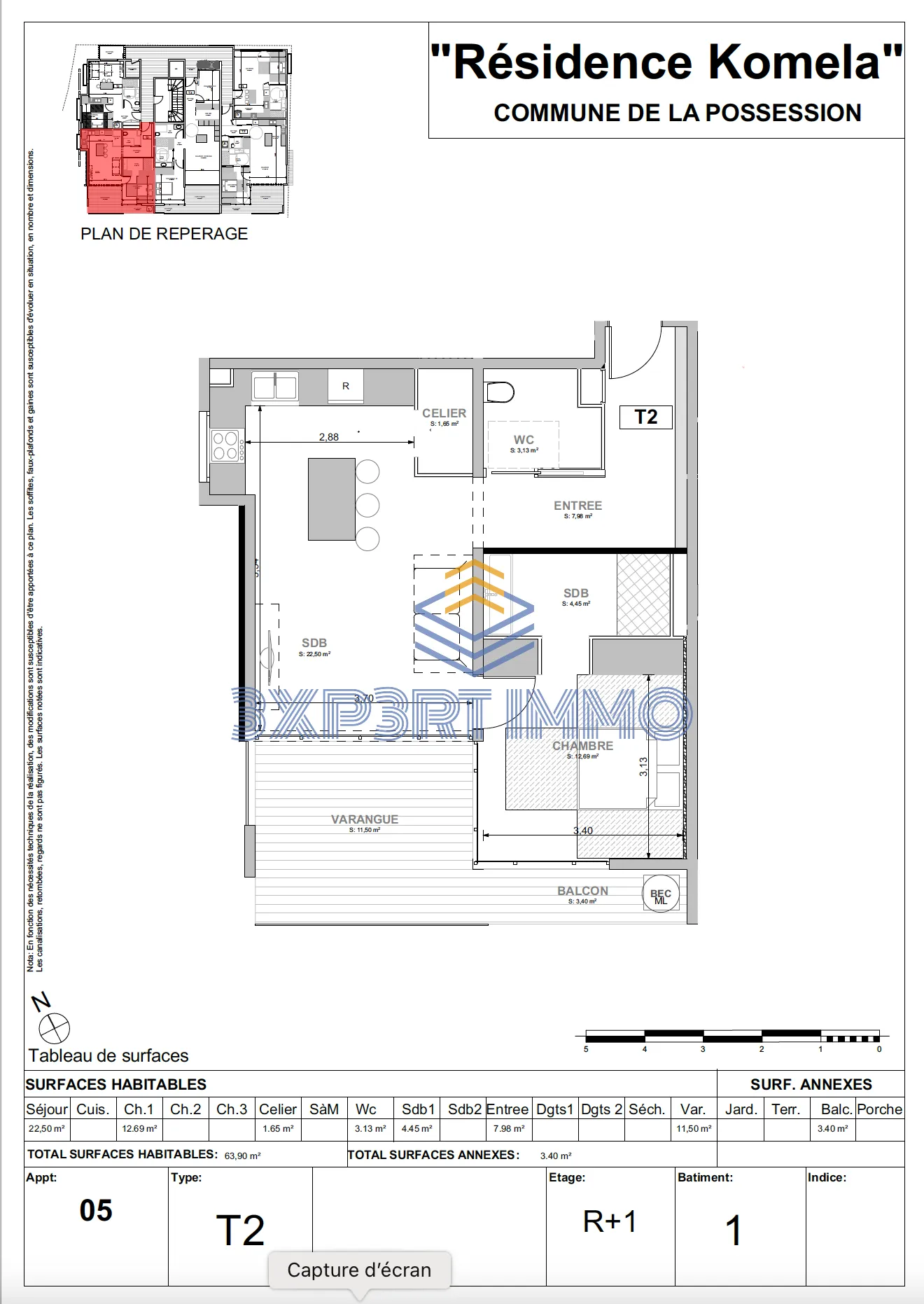 VEFA La Possession : appartement T2 au 1er étage 