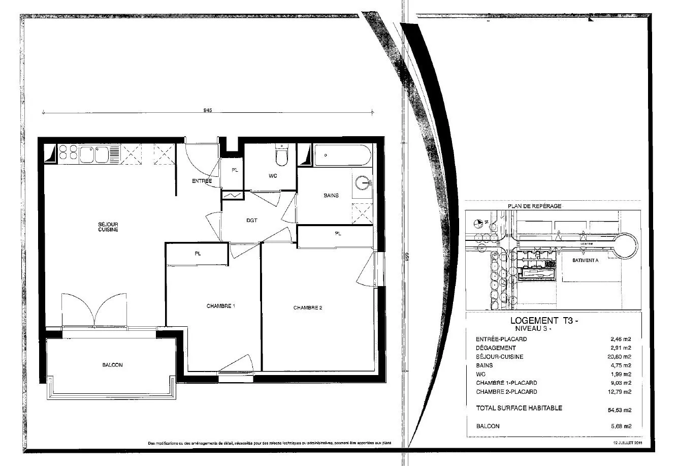 Appartement T3 de 54,53 m2 à vendre à Lormont 