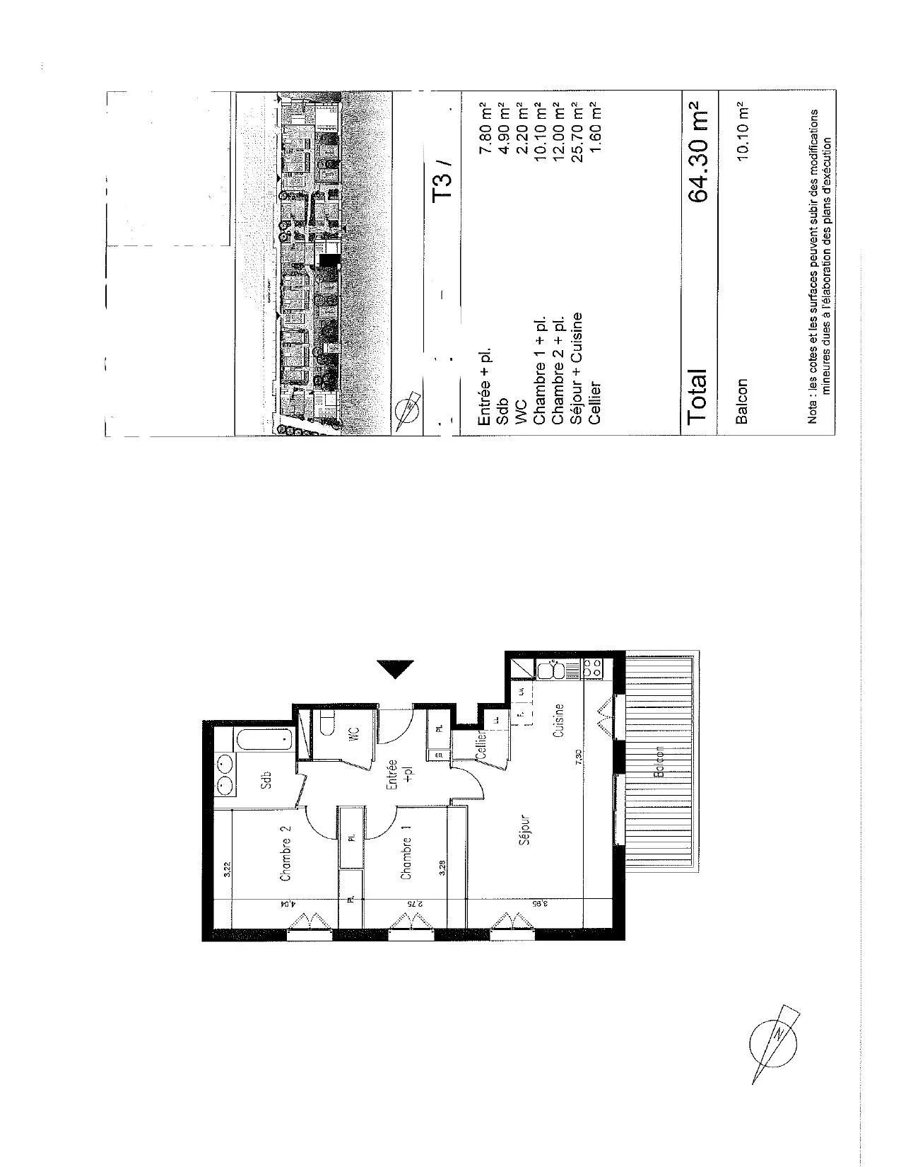 Appartement T3 de 63.94 m2 avec terrasse à Beauzelle 