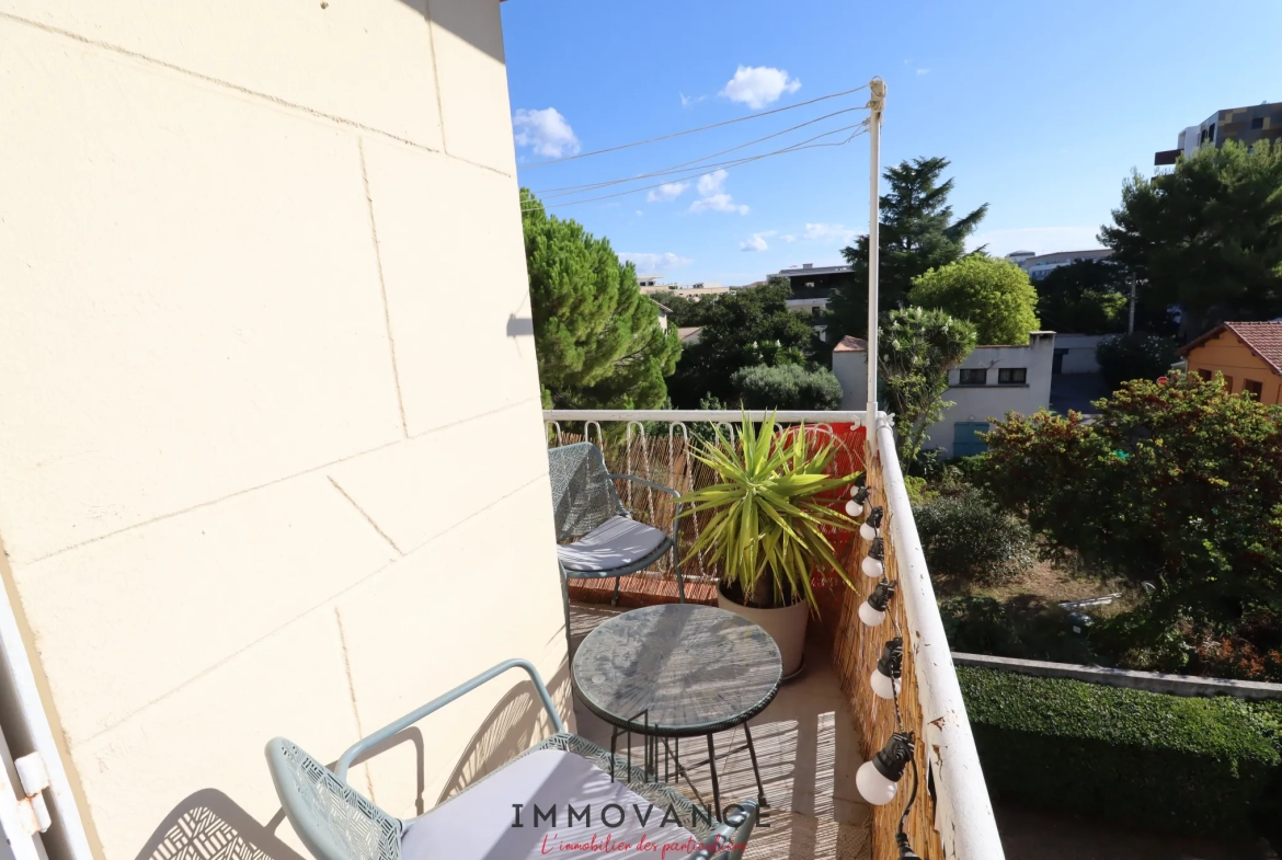 Vente T3 Montpellier Nouvelle Mairie 55m2 avec balcon, cave et garage 