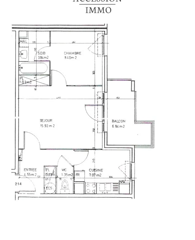 Investor Special - Rented 2 Rooms in Dijon TOISON D'OR / CONCORDE 44 m2 Balcony 7 m2 Cellar and Basement Parking 