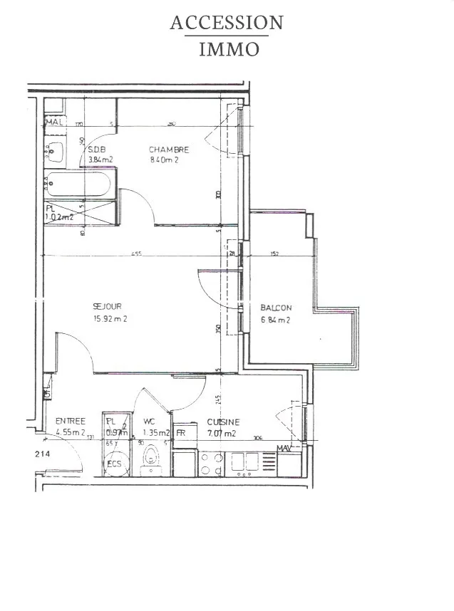 Investor Special - Rented 2 Rooms in Dijon TOISON D'OR / CONCORDE 44 m2 Balcony 7 m2 Cellar and Basement Parking 