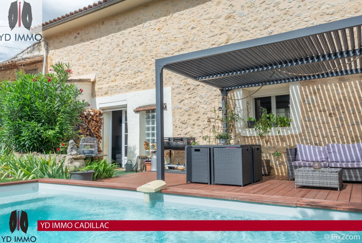 Maison en pierre à Cadillac avec 3 chambres, piscine et jardin 