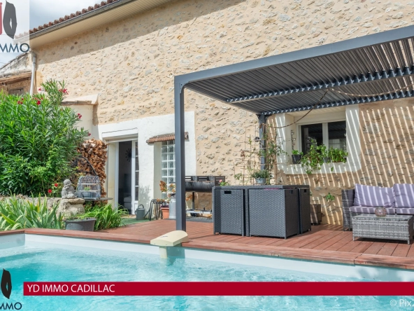 Maison en pierre à Cadillac avec 3 chambres, piscine et jardin