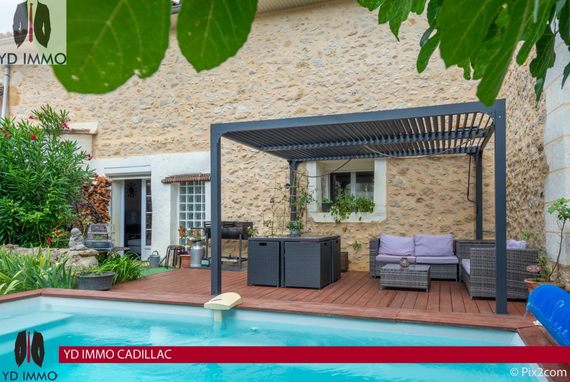 Maison en pierre à Cadillac avec 3 chambres, piscine et jardin 