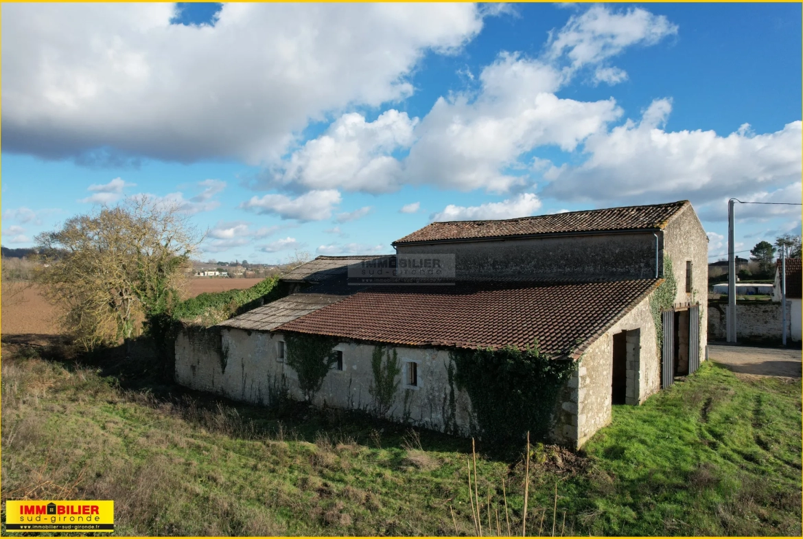 Belle bâtisse en pierre à réhabiliter avec vue sur les bords de Garonne à Podensac 