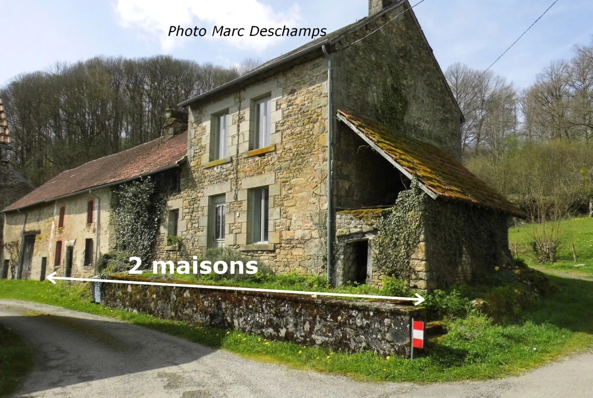 2 Maisons de village à rénover, beau potentiel, ~ 88m2 hab., sur 562m2 à La chapelle taillefert 