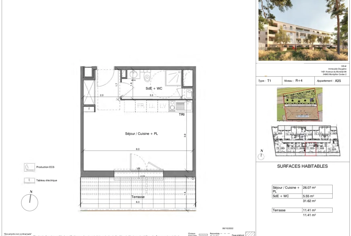 Appartement T1 de 25m2 avec terrasse et stationnement en sous-sol à Toulon 