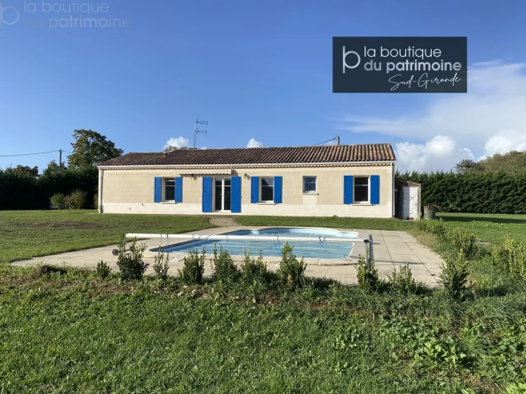 Maison de plain-pied 4 chambres avec piscine sur 3240m2 à Pondaurat