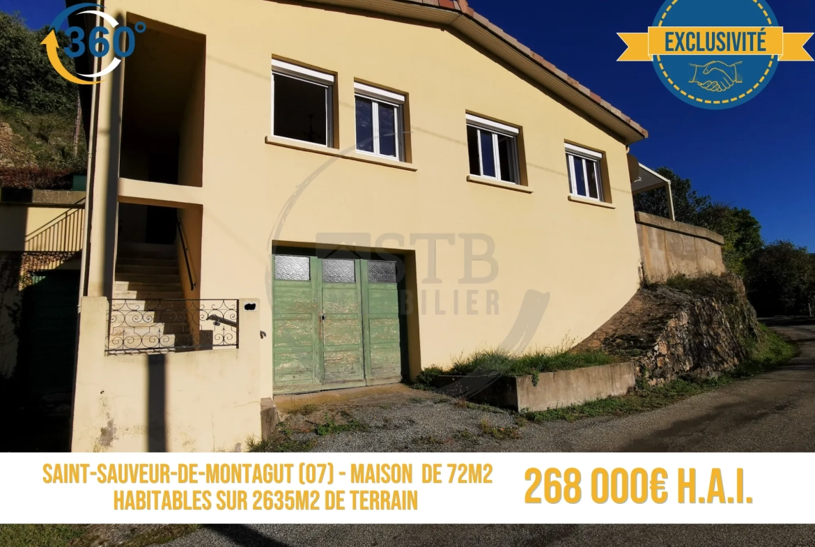 Maison de 72m2 sur 2635m2 de terrain constructible 