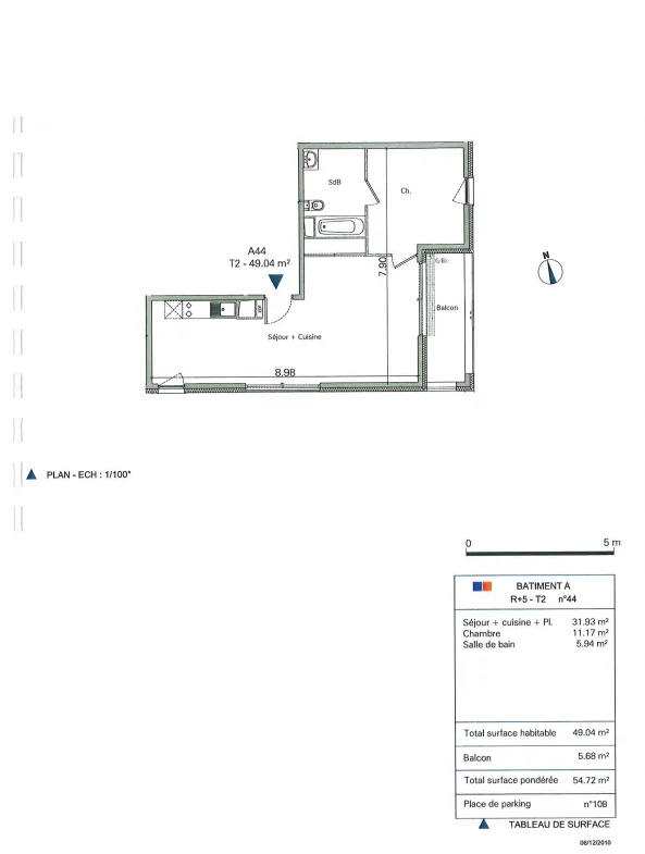 Appartement T2 de 49m2 à Bègles (33130) 