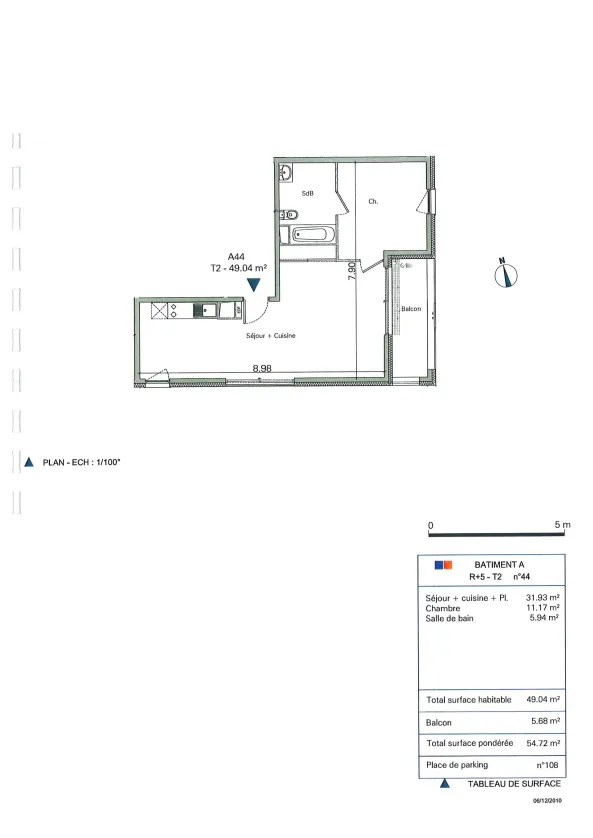 Appartement T2 de 49m2 à Bègles (33130) 