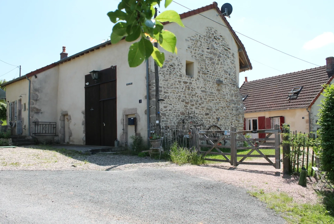 Maison de campagne avec gîte et grande grange sur +/- 3200 m2 de terrain à Echassieres 