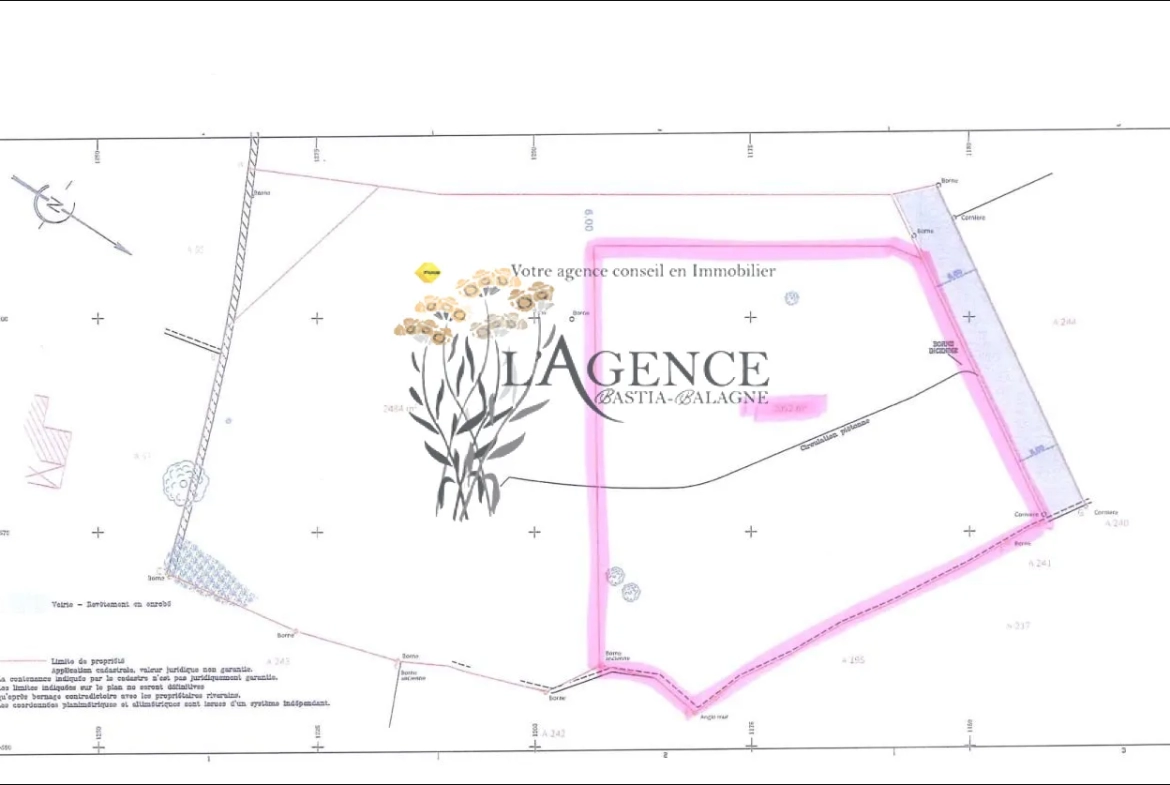 Terrain de 2052m2 à CATERI avec vue montagne et golf de Corbara 