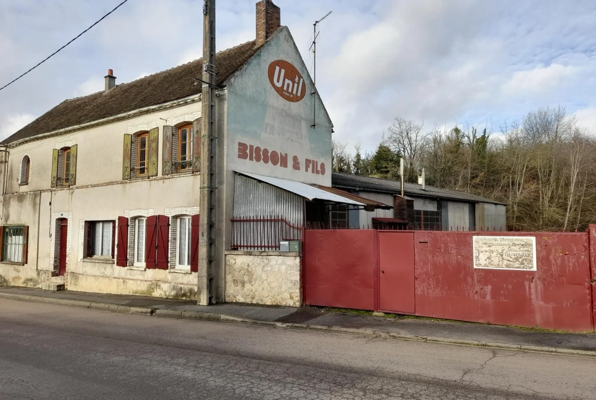 Hangar de 300 m2 et maison de village à Villeneuve la Guyard 