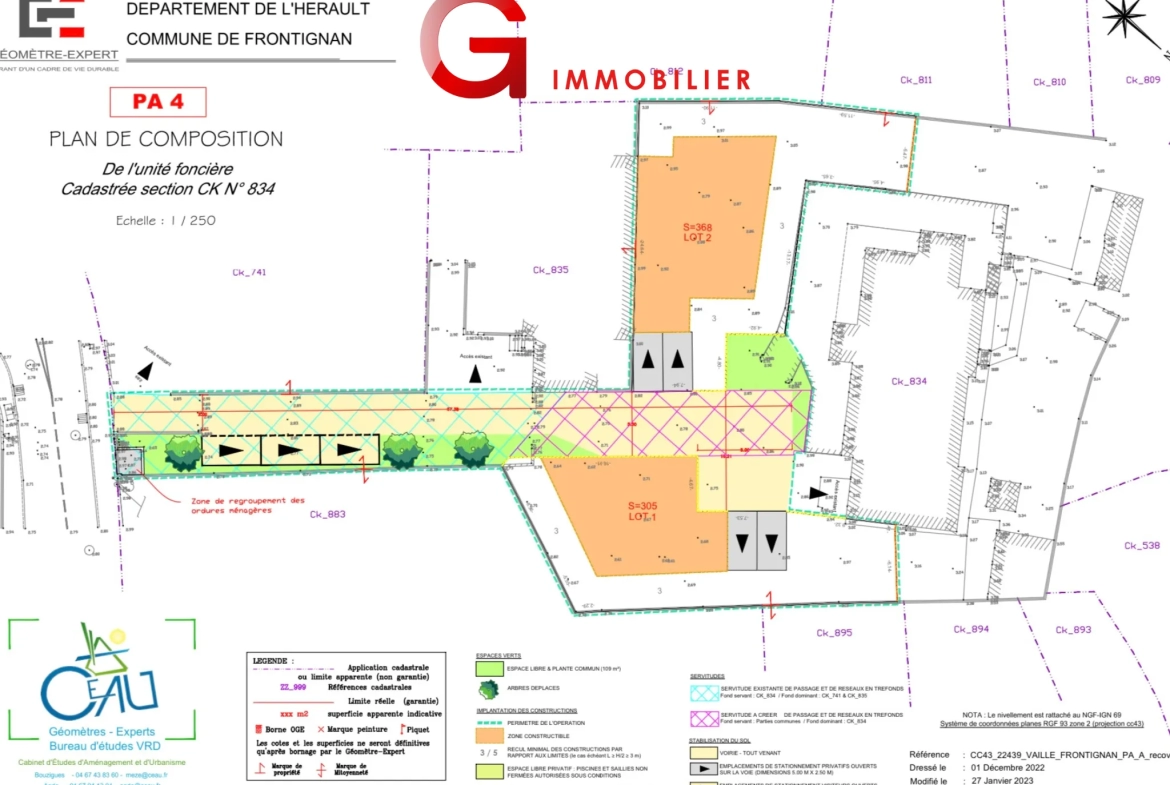 Terrain constructible de 305m2 à Frontignan 34110 