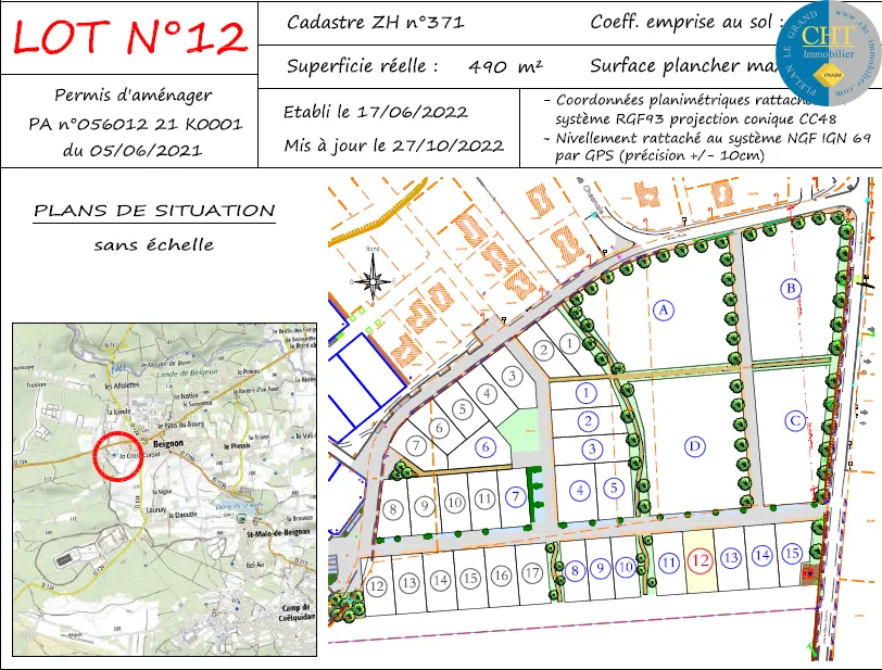 Terrain de 490m2 à Beignon 