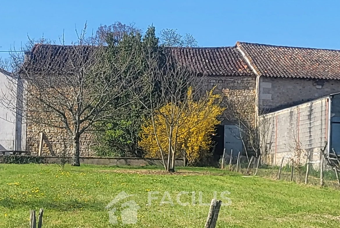 Charmante grange en pierre apparente avec maison d'habitation à Chazelles 