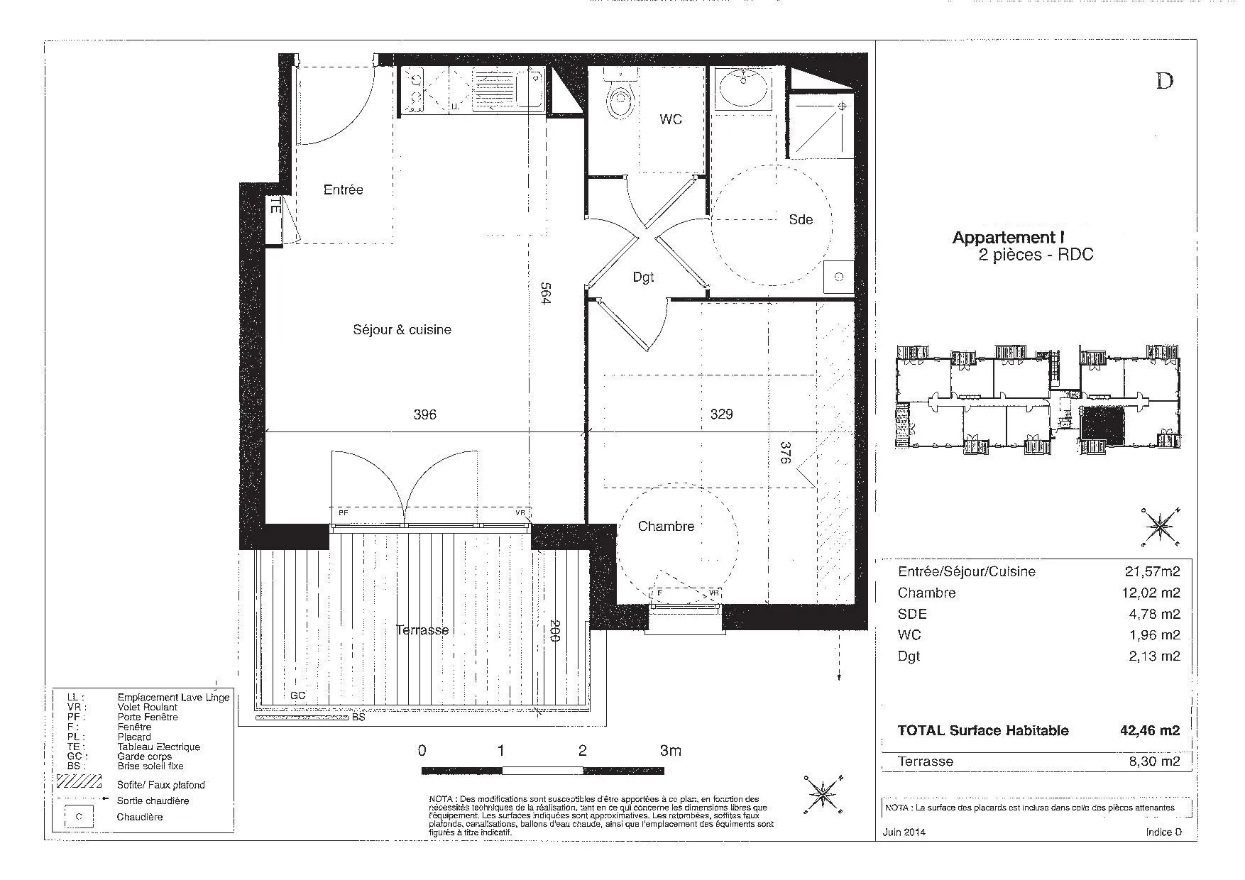 Appartement T2 de 42.56 m2 à Gratentour 