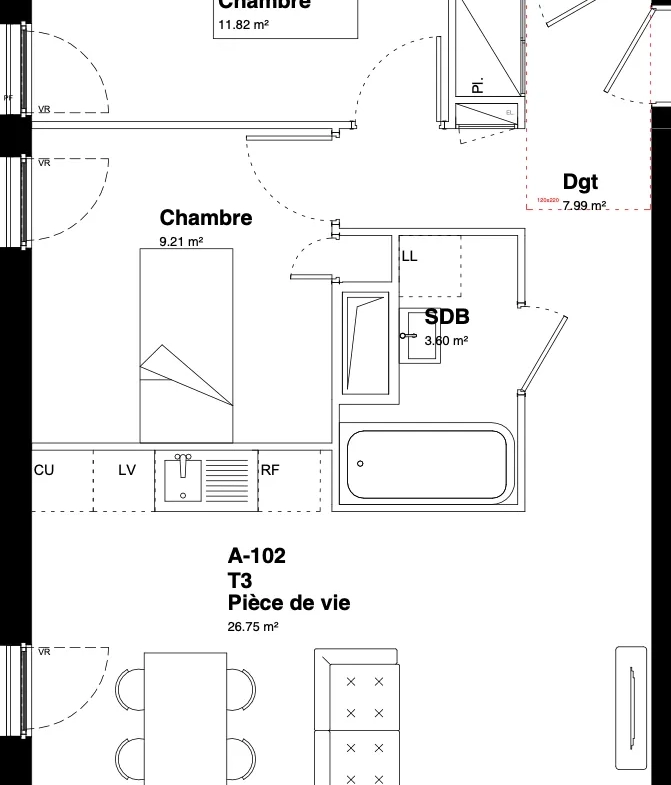 Appartement 3 pièces à MONTFERMEIL - RÉCENT 60m2 