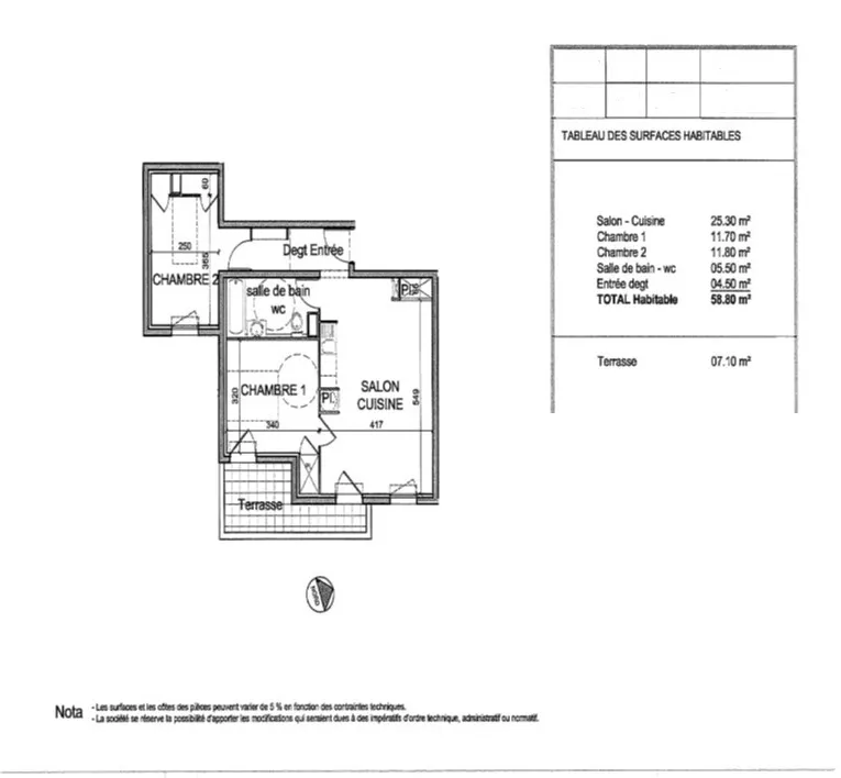 Appartement T3 de 58.55 m2 à Sorgues 