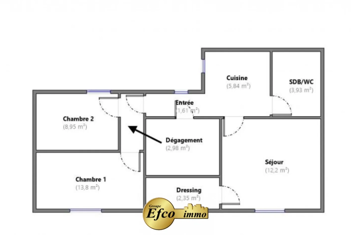 Appartement de qualité avec 2 chambres à Torcy 