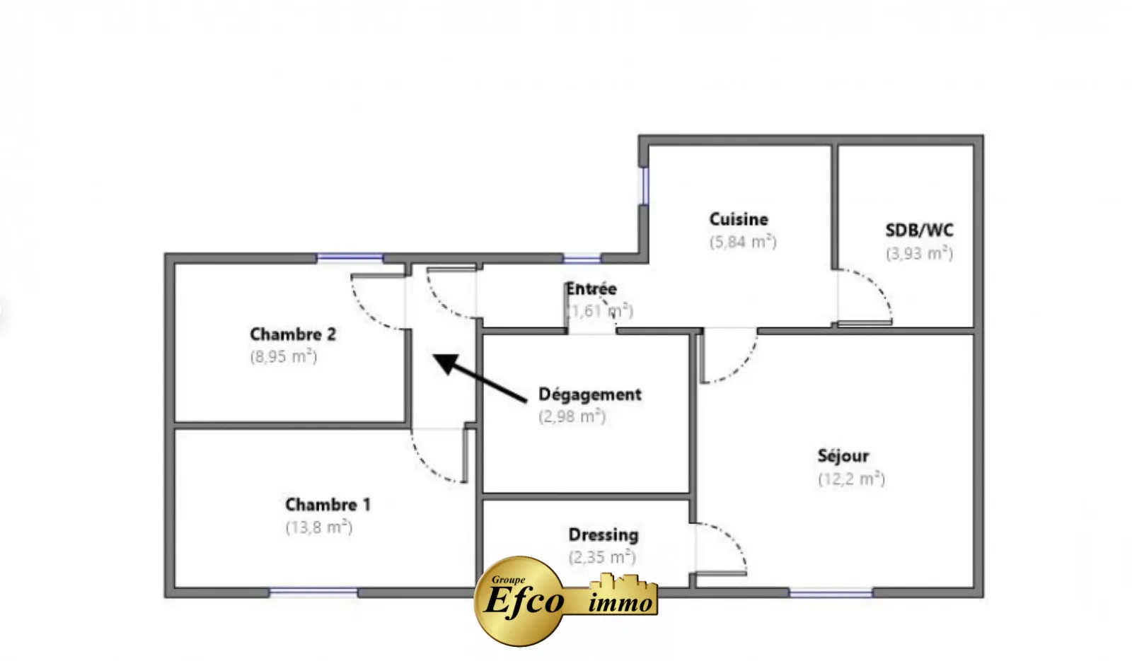 Appartement de qualité avec 2 chambres à Torcy 