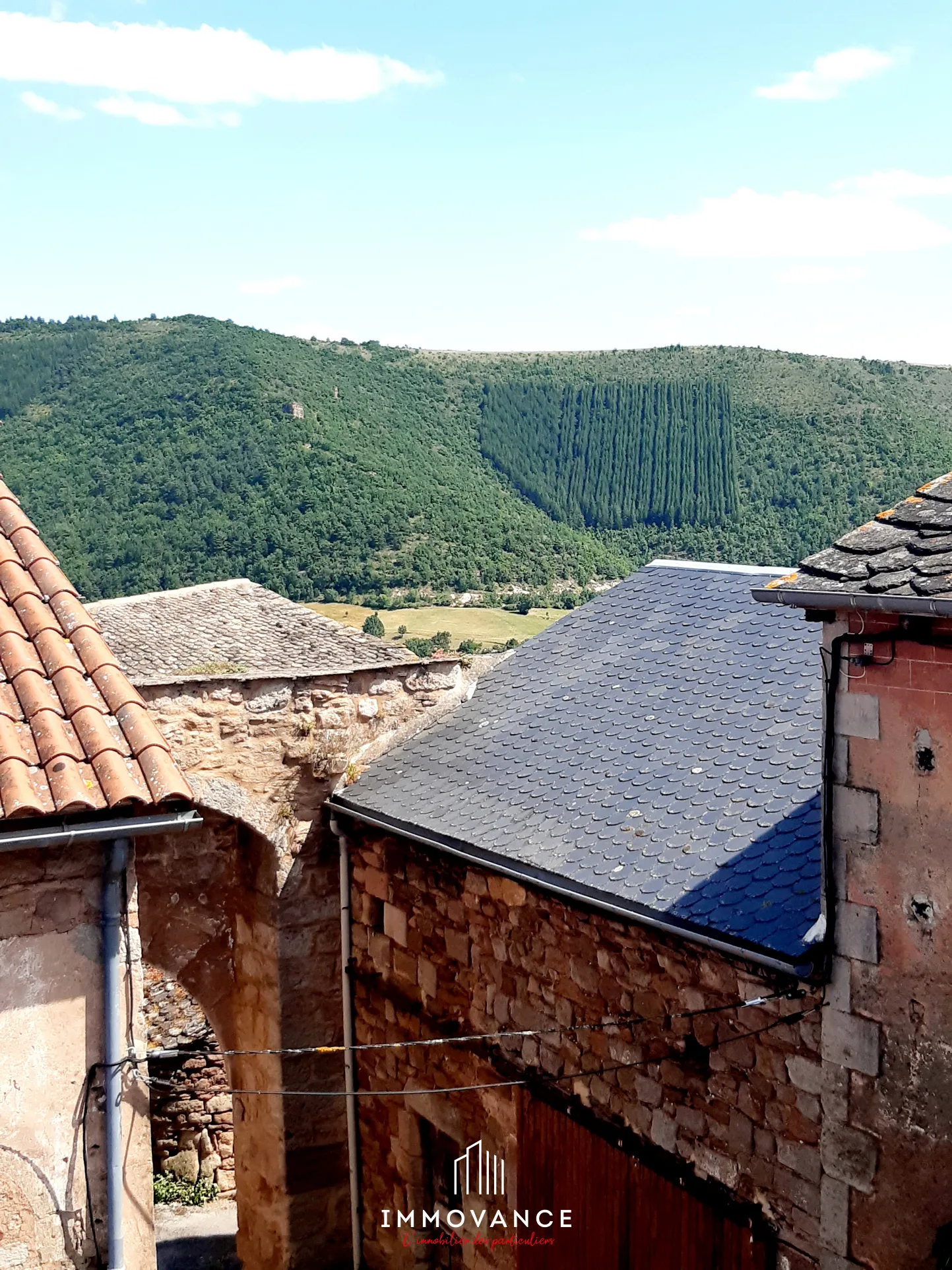 Maison de village en pierre avec vue sur la vallée à Montjaux 