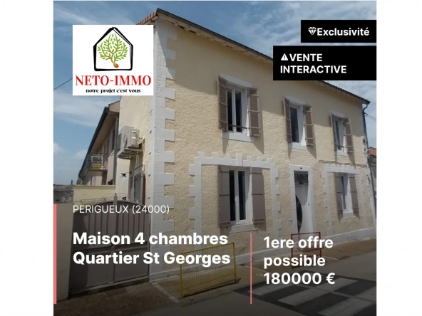 Vente INTERACTIVE à Périgueux, Maison de ville entièrement rénovée avec cour privée