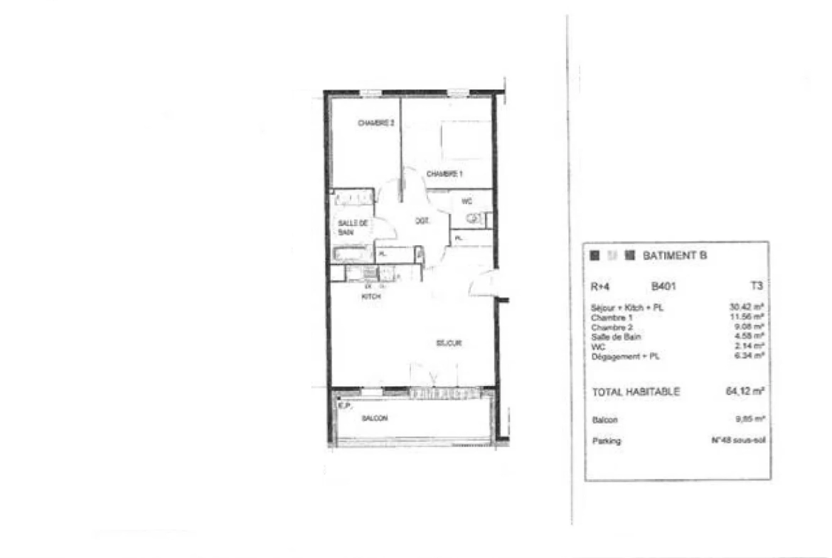 Vente - Appartement T3 de 64.25 m2 à Toulouse (31300) 