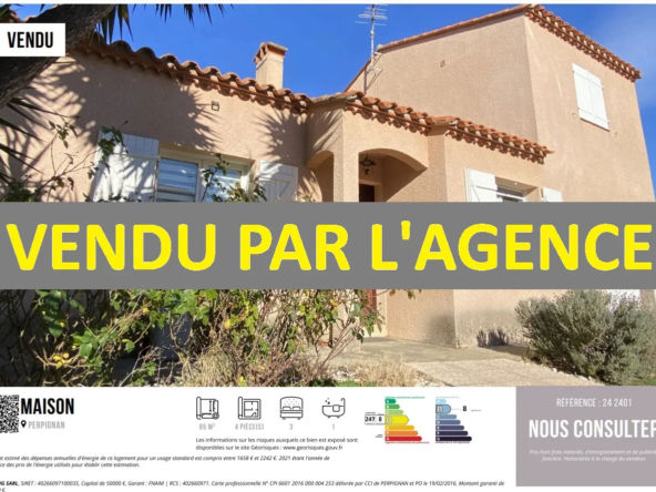 Vente Villa 3 Faces avec Garage dans Quartier Sud de Perpignan