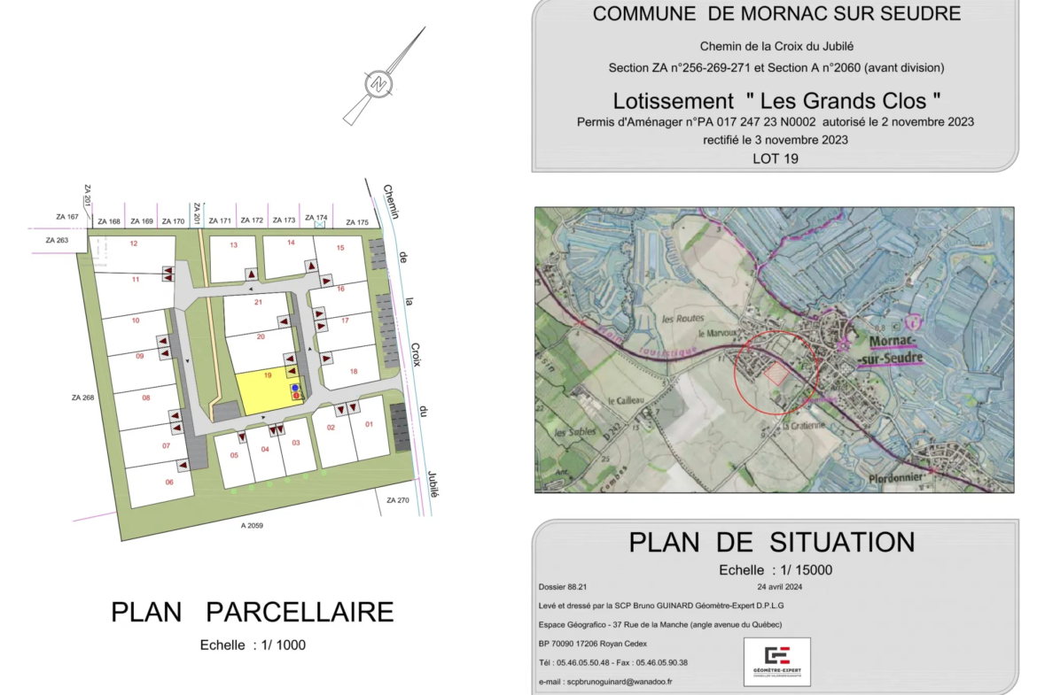 Terrain à bâtir de 417m2 dans le lotissement Grand Clos à Mornac-sur-Seudre 