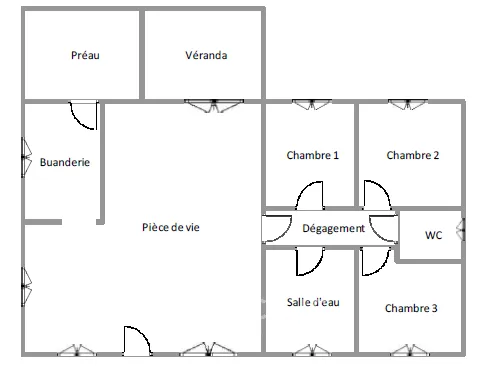 Maison de plain-pied avec 3 chambres à Pleuville 