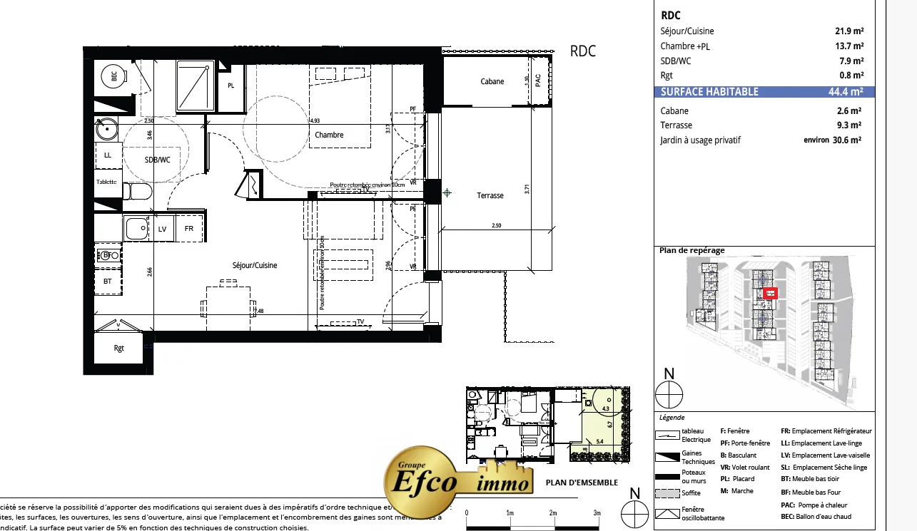 Appartement neuf T2 à Messanges 