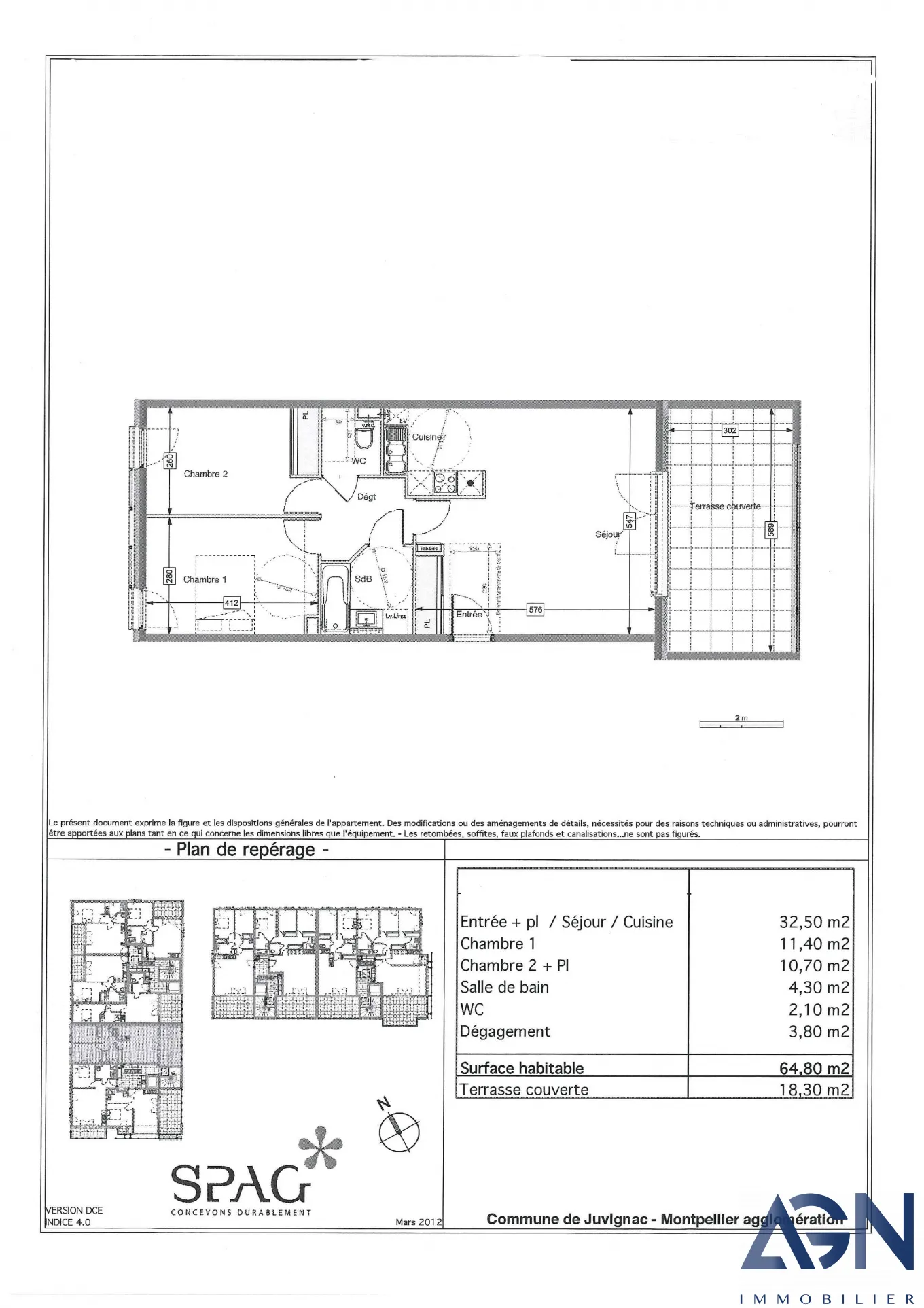 Appartement T3 de 64m2 avec terrasse et parking à Juvignac 