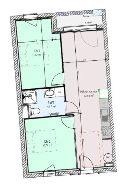 Appartement neuf 2 chambres en plein centre de Muzillac 