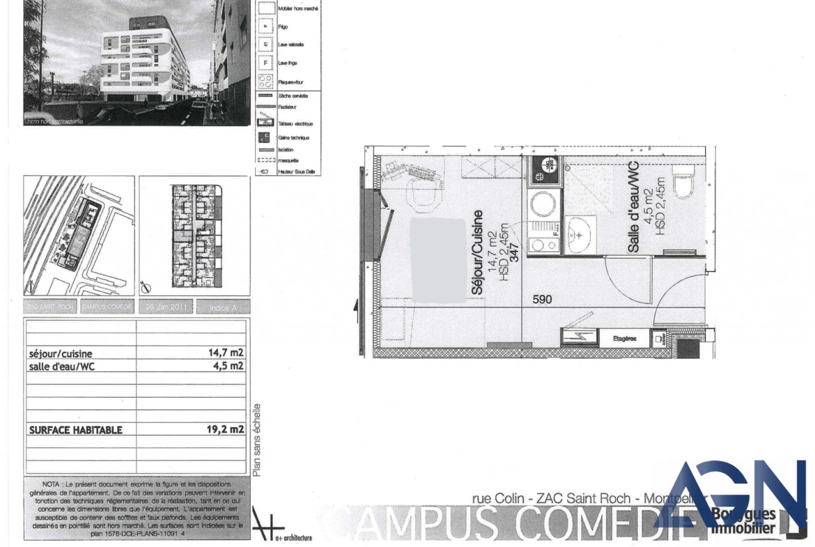 Studio de 19,2m2 en centre-ville de Montpellier 