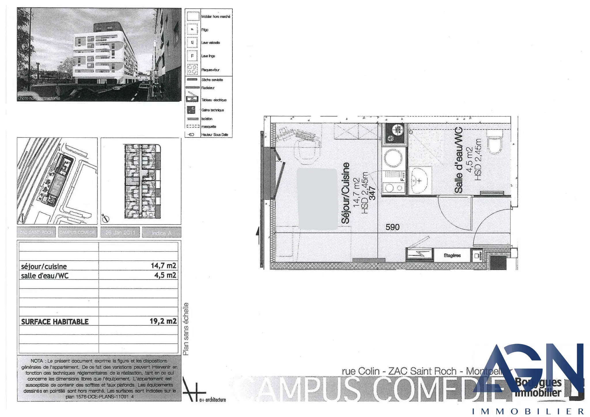 Studio de 19,2m2 en centre-ville de Montpellier 