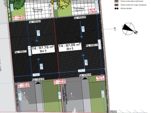 Terrain constructible à Augny - Maison de ville de 97m2