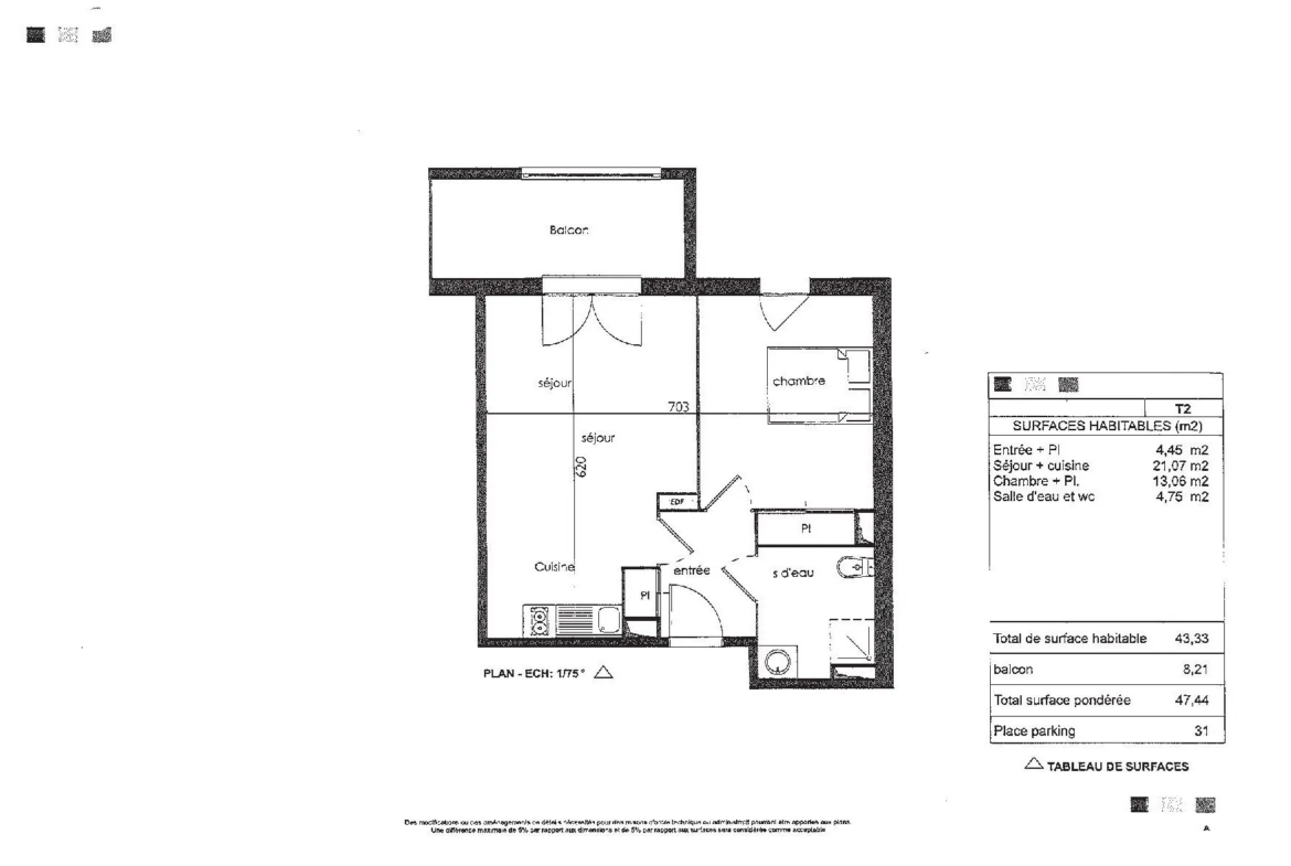 Appartement T2 à Royan de 43.33 m2 