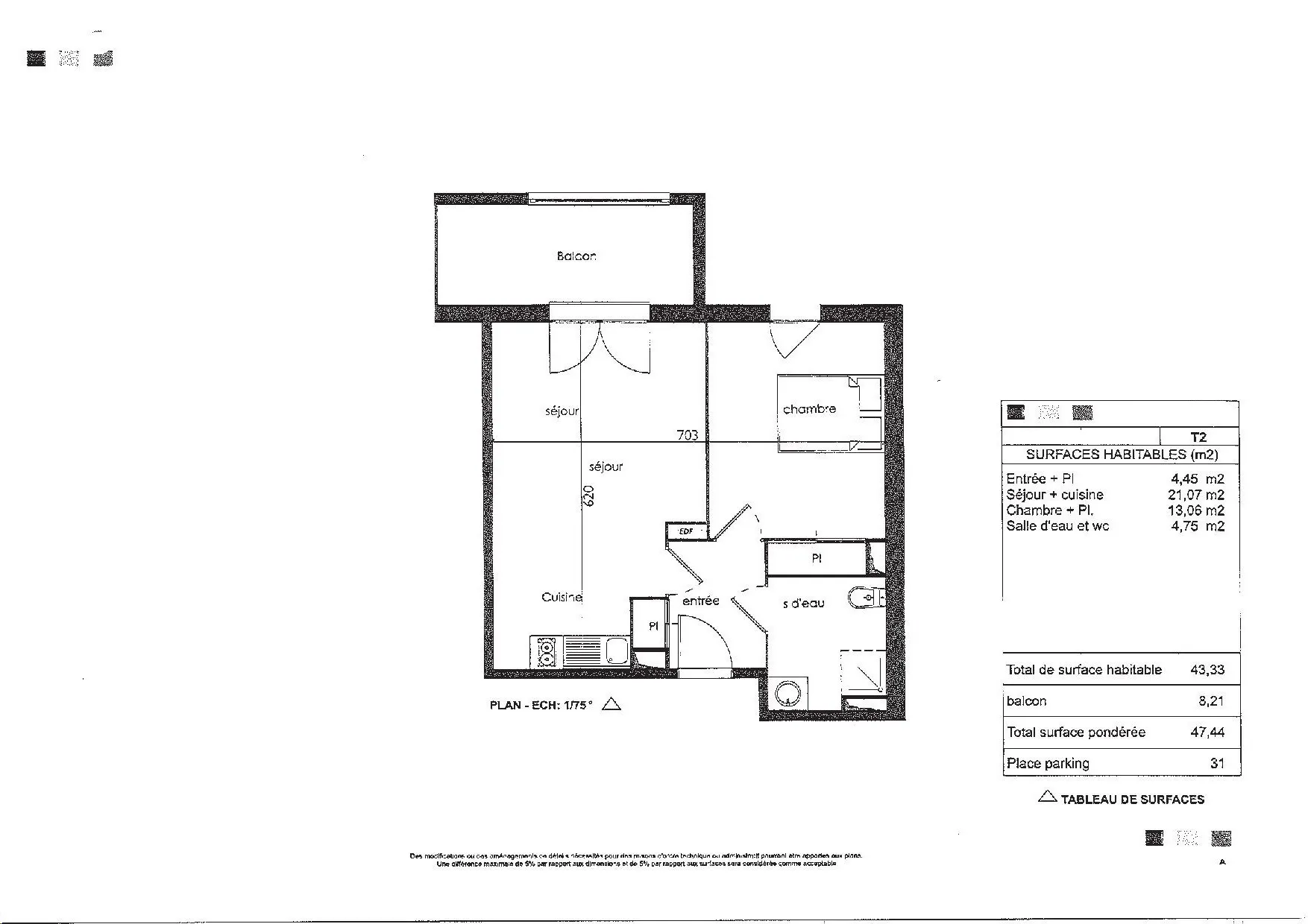 Appartement T2 à Royan de 43.33 m2 