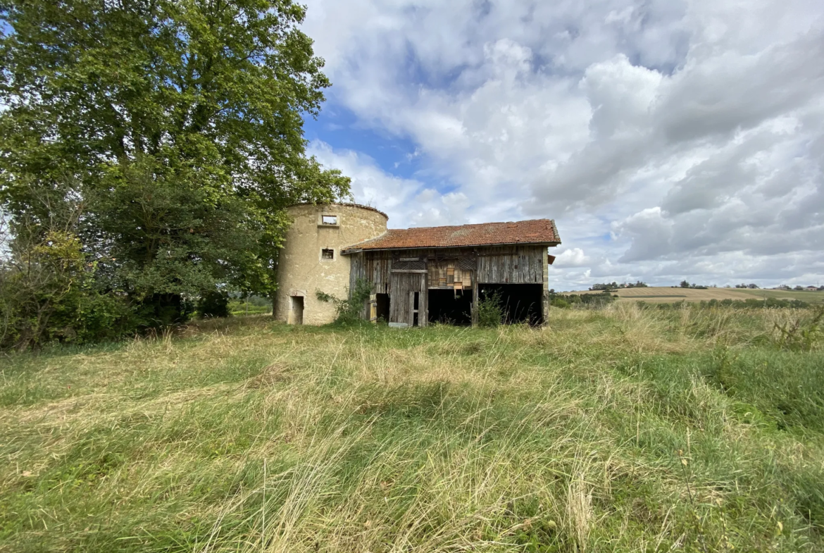 Ancien moulin à vent en pierre avec une grange attenante profitant d’une très belle vue sur Condom 