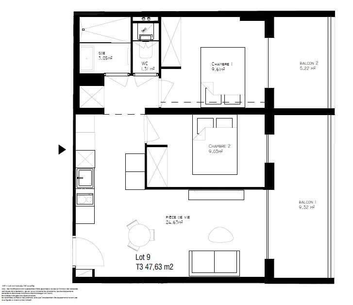 Appartement 3 pièces - Programme VIR - Gambetta Park - Nice 