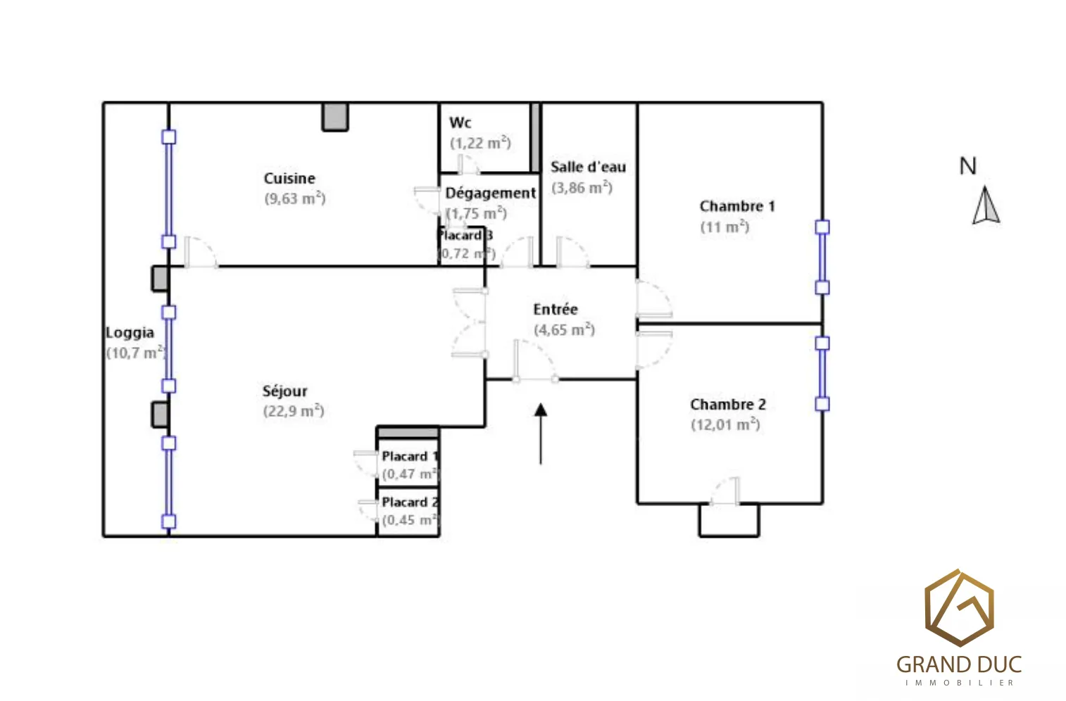 Appartement 68m2, 2 chambres, terrasse 10m2, Marseille 13004 