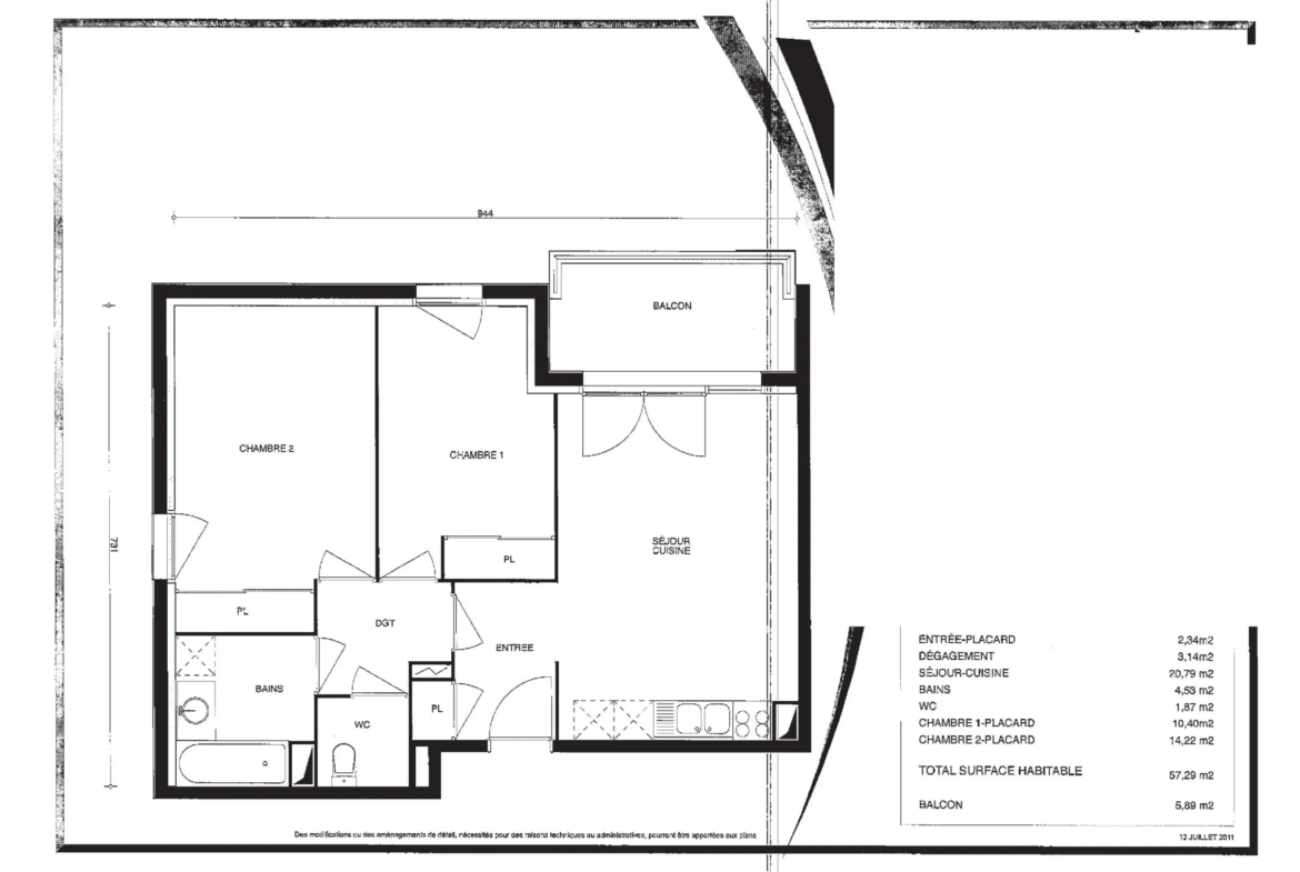 Appartement T3 de 57.29m2 à Lormont 