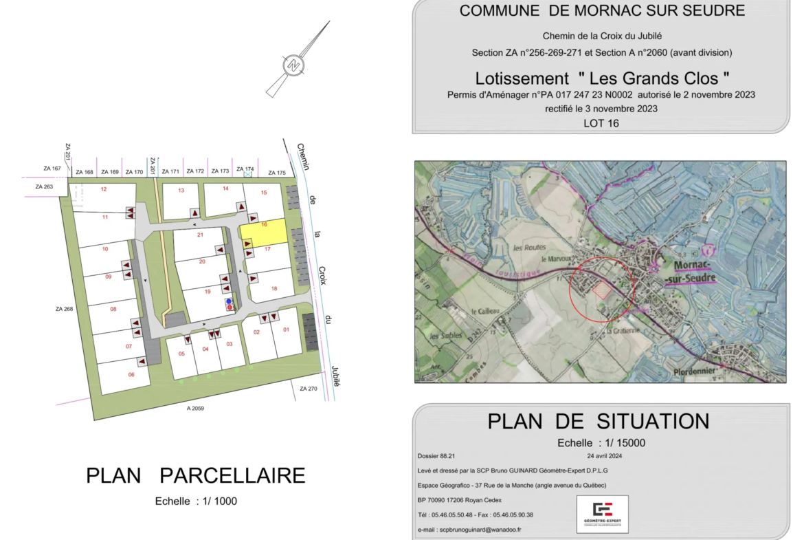 Terrain viabilisé 300 m2 lot 16 à Mornac-sur-Seudre 