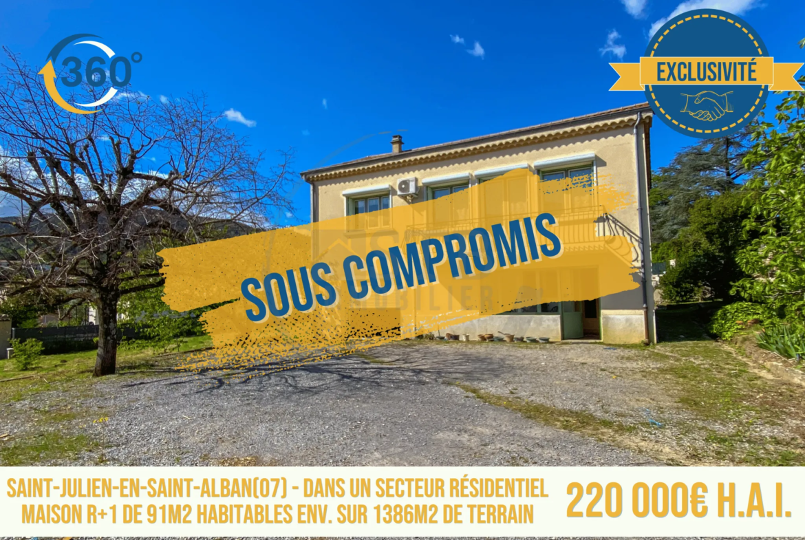 Maison à Saint-Julien-En-Saint-Alban de 91m2 sur 1386m2 de terrain 